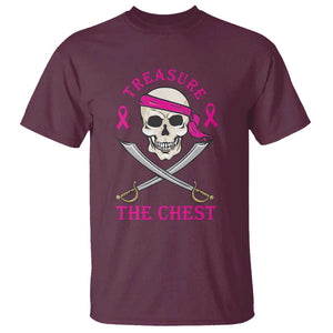 Breast Cancer Awareness T Shirt Treasure The Chest Pirate Skull Sword Pink Ribbon TS11 Maroon Print Your Wear