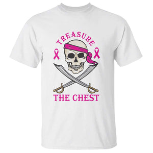 Breast Cancer Awareness T Shirt Treasure The Chest Pirate Skull Sword Pink Ribbon TS11 White Print Your Wear