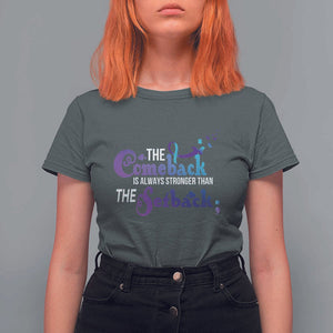 Suicide Prevention Awareness T Shirt For Women The Comeback Is Always Stronger Than The Setback Semicolon TS11 Dark Heather Print Your Wear