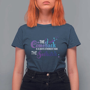 Suicide Prevention Awareness T Shirt For Women The Comeback Is Always Stronger Than The Setback Semicolon TS11 Navy Print Your Wear