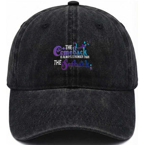 Suicide Prevention Awareness Washed Cotton Baseball Cap The Comeback Is Always Stronger Than The Setback Semicolon TS11 Print Your Wear