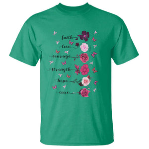 Breast Cancer Awareness T Shirt Faith Love Courage Strength Hope Cure Pink Flower Roses Butterfly TS11 Irish Green Print Your Wear