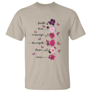 Breast Cancer Awareness T Shirt Faith Love Courage Strength Hope Cure Pink Flower Roses Butterfly TS11 Sand Print Your Wear