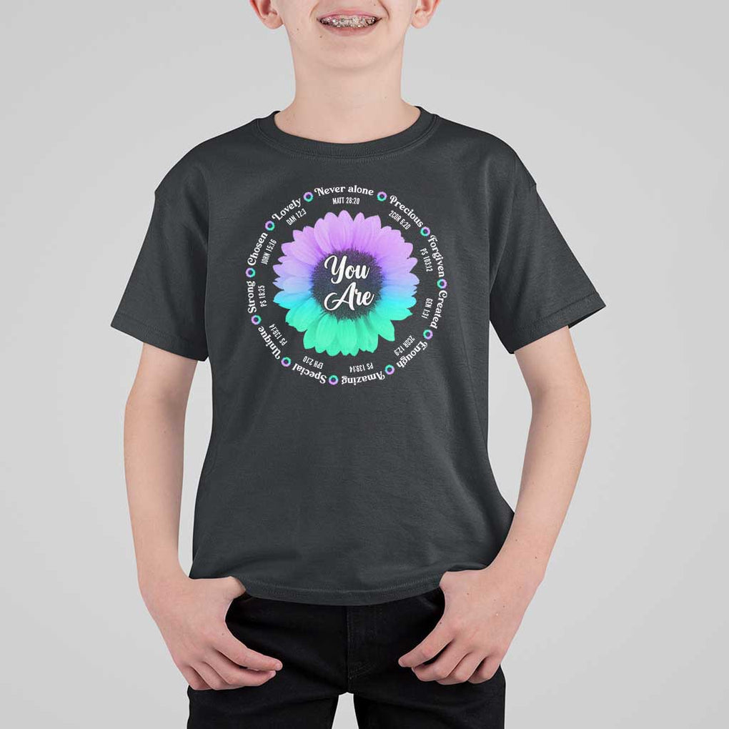 Suicide Prevention Awareness T Shirt For Kid You Are Never Alone Enough Amazing Special Strong Lovely Sunflower TS11 Black Print Your Wear