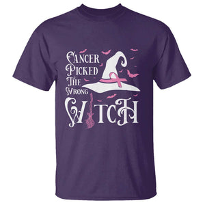 Breast Cancer Awareness T Shirt Cancer Picked The Wrong Witch Hat Broom Bat Pink Ribbon TS11 Purple Print Your Wear