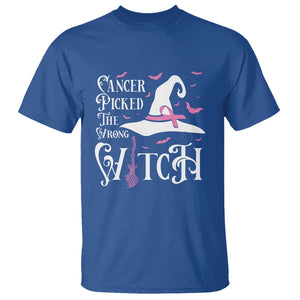 Breast Cancer Awareness T Shirt Cancer Picked The Wrong Witch Hat Broom Bat Pink Ribbon TS11 Royal Blue Print Your Wear