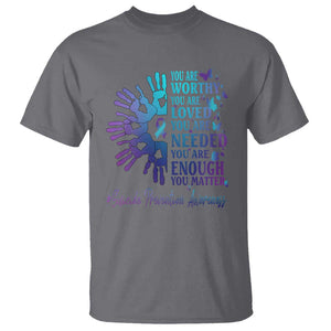 Suicide Prevention Awareness T Shirt You Are Worthy You Are Loved You Are Needed You Are Enough Hand Butterfly TS11 Charcoal Print Your Wear