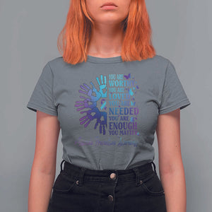 Suicide Prevention Awareness T Shirt For Women You Are Worthy You Are Loved You Are Needed You Are Enough Hand Butterfly TS11 Charcoal Print Your Wear