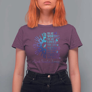 Suicide Prevention Awareness T Shirt For Women You Are Worthy You Are Loved You Are Needed You Are Enough Hand Butterfly TS11 Maroon Print Your Wear