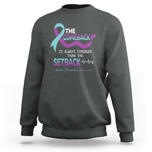 Suicide Prevention Awareness Sweatshirt The Comeback Is Always Stronger Than The Setback Heartbeat TS11 Dark Heather Print Your Wear