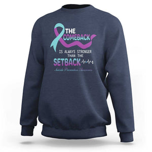 Suicide Prevention Awareness Sweatshirt The Comeback Is Always Stronger Than The Setback Heartbeat TS11 Navy Print Your Wear