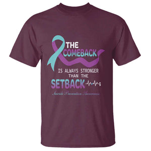 Suicide Prevention Awareness T Shirt The Comeback Is Always Stronger Than The Setback Heartbeat TS11 Maroon Print Your Wear