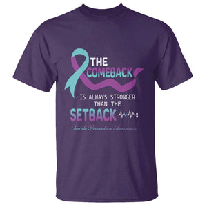 Suicide Prevention Awareness T Shirt The Comeback Is Always Stronger Than The Setback Heartbeat TS11 Purple Print Your Wear