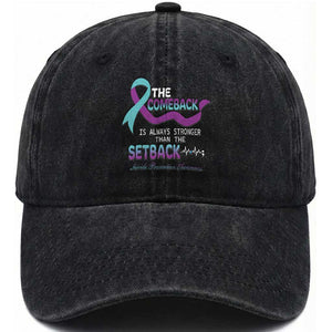 Suicide Prevention Awareness Washed Cotton Baseball Cap The Comeback Is Always Stronger Than The Setback Heartbeat TS11 Print Your Wear