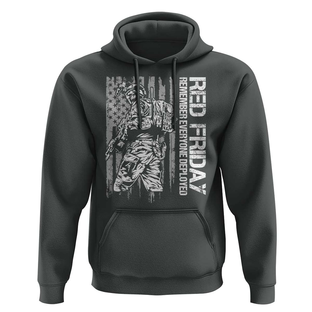 RED Friday Hoodie Remember Everyone Deployed Military American Flag TS11 Dark Heather Print Your Wear