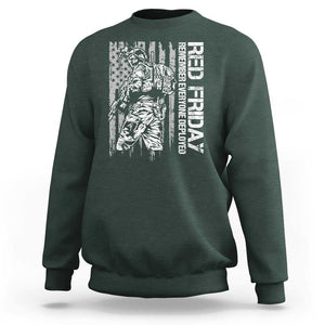 RED Friday Sweatshirt Remember Everyone Deployed Military American Flag TS11 Dark Forest Green Print Your Wear