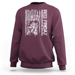 RED Friday Sweatshirt Remember Everyone Deployed Military American Flag TS11 Maroon Print Your Wear