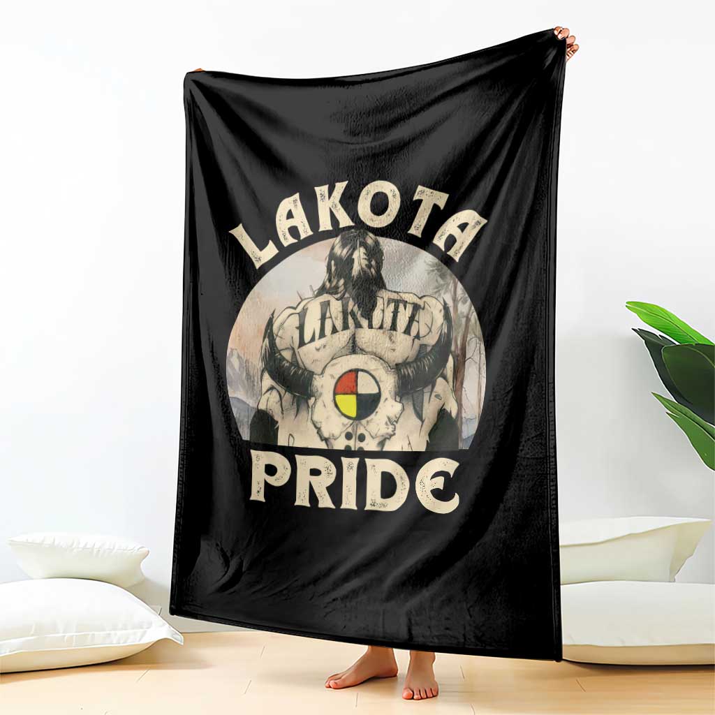 Native American Throw Blanket Lakota Pride Medicine Wheel Cow Skull TS11 Print Your Wear
