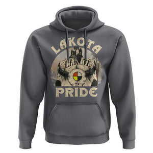 Native American Hoodie Lakota Pride Medicine Wheel Cow Skull TS11 Charcoal Print Your Wear