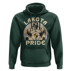 Native American Hoodie Lakota Pride Medicine Wheel Cow Skull TS11 Dark Forest Green Print Your Wear