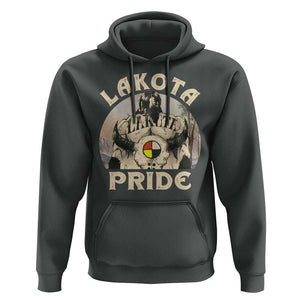 Native American Hoodie Lakota Pride Medicine Wheel Cow Skull TS11 Dark Heather Print Your Wear