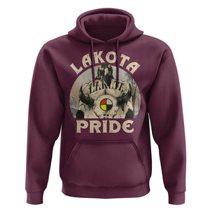 Native American Hoodie Lakota Pride Medicine Wheel Cow Skull TS11 Maroon Print Your Wear