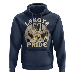 Native American Hoodie Lakota Pride Medicine Wheel Cow Skull TS11 Navy Print Your Wear