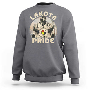 Native American Sweatshirt Lakota Pride Medicine Wheel Cow Skull TS11 Charcoal Print Your Wear