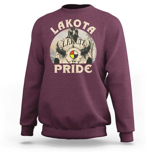 Native American Sweatshirt Lakota Pride Medicine Wheel Cow Skull TS11 Maroon Print Your Wear