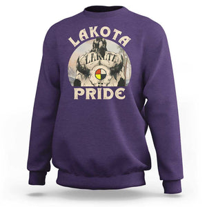 Native American Sweatshirt Lakota Pride Medicine Wheel Cow Skull TS11 Purple Print Your Wear