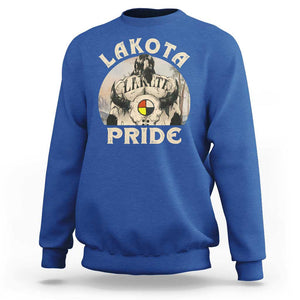 Native American Sweatshirt Lakota Pride Medicine Wheel Cow Skull TS11 Royal Blue Print Your Wear