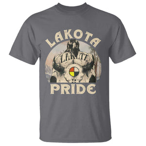 Native American T Shirt Lakota Pride Medicine Wheel Cow Skull TS11 Charcoal Print Your Wear