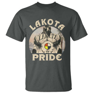 Native American T Shirt Lakota Pride Medicine Wheel Cow Skull TS11 Dark Heather Print Your Wear