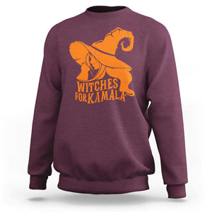 Harris Supporter 2024 Sweatshirt Witches For Kamala Cat Witch Hat TS11 Maroon Print Your Wear