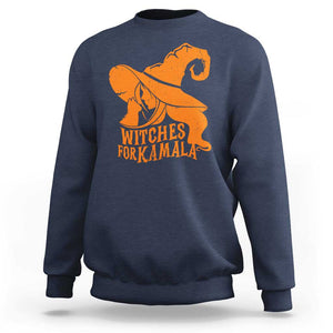 Harris Supporter 2024 Sweatshirt Witches For Kamala Cat Witch Hat TS11 Navy Print Your Wear