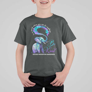 Suicide Prevention Awareness T Shirt For Kid In A World Where You Can Be Anything Be Kind Elephant TS11 Dark Heather Print Your Wear