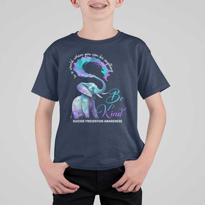 Suicide Prevention Awareness T Shirt For Kid In A World Where You Can Be Anything Be Kind Elephant TS11 Navy Print Your Wear