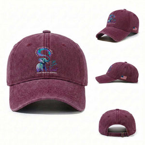 Suicide Prevention Awareness Washed Cotton Baseball Cap In A World Where You Can Be Anything Be Kind Elephant TS11 Washed Cap Universal Fit Burgundy Print Your Wear