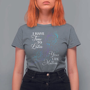 Suicide Prevention Awareness T Shirt For Women I Have Time To Listen Your Life Matters Butterfly Holding Hand TS11 Charcoal Print Your Wear