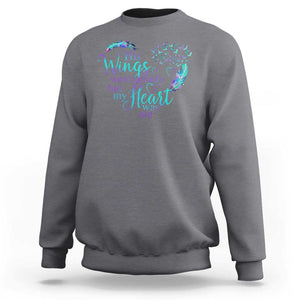 Suicide Prevention Awareness Sweatshirt His Wings Were Ready But My Heart Was Not Feathers TS11 Charcoal Print Your Wear