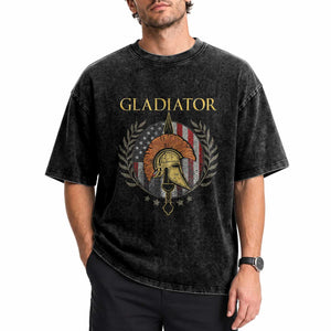 Gladiator Patriotic Italian American Warrior Washed Cotton T-Shirt
