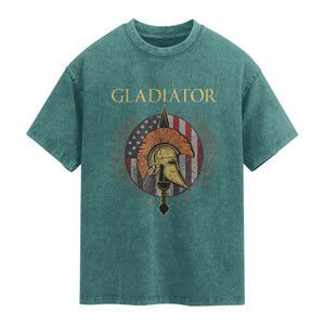 Gladiator Patriotic Italian American Warrior Washed Cotton T-Shirt