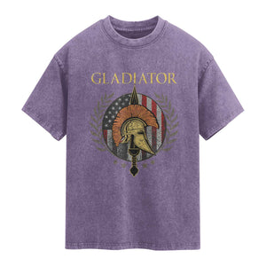 Gladiator Patriotic Italian American Warrior Washed Cotton T-Shirt