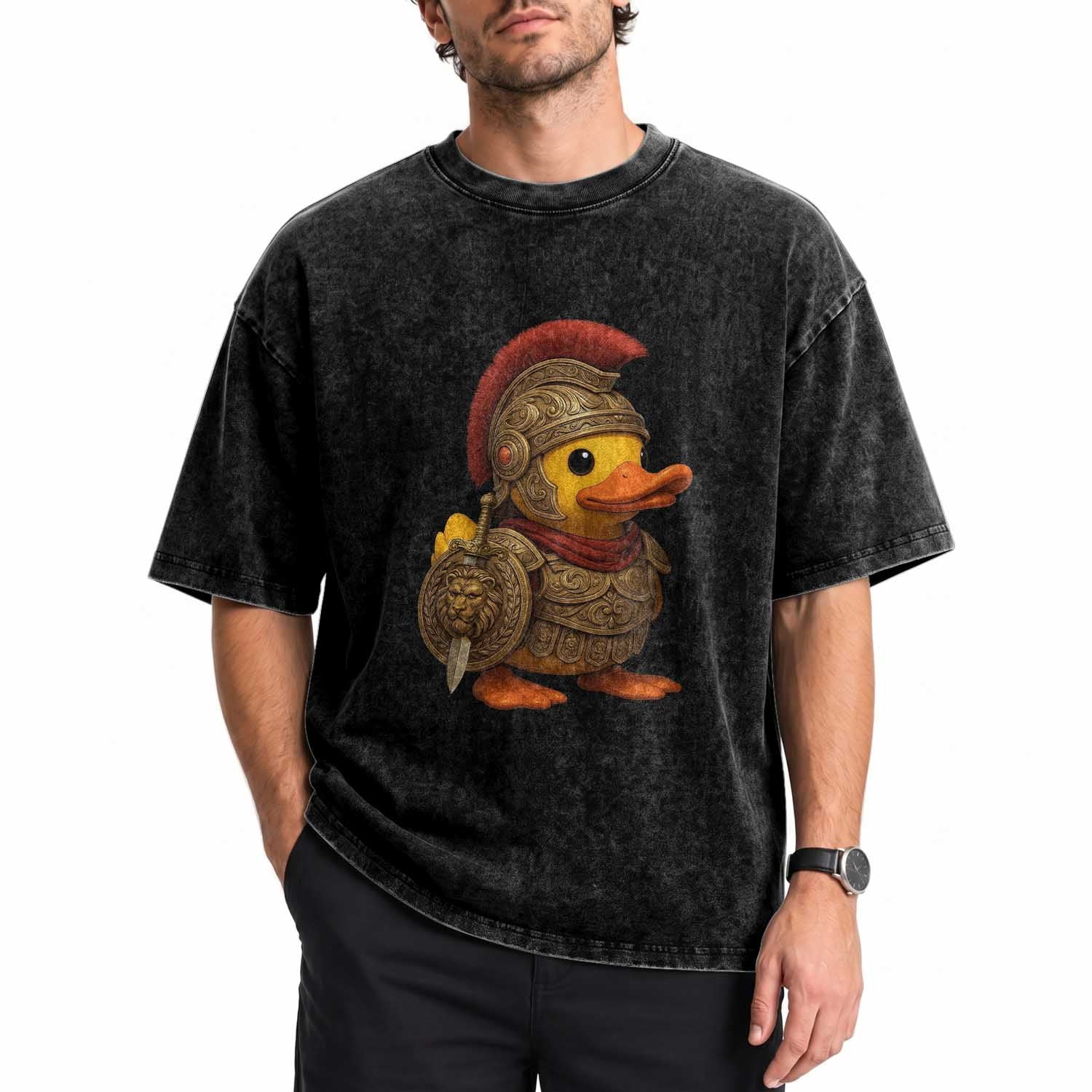 Funnny Sparta Rubber Duck Greeks Spartan Warrior Washed Cotton T-Shirt