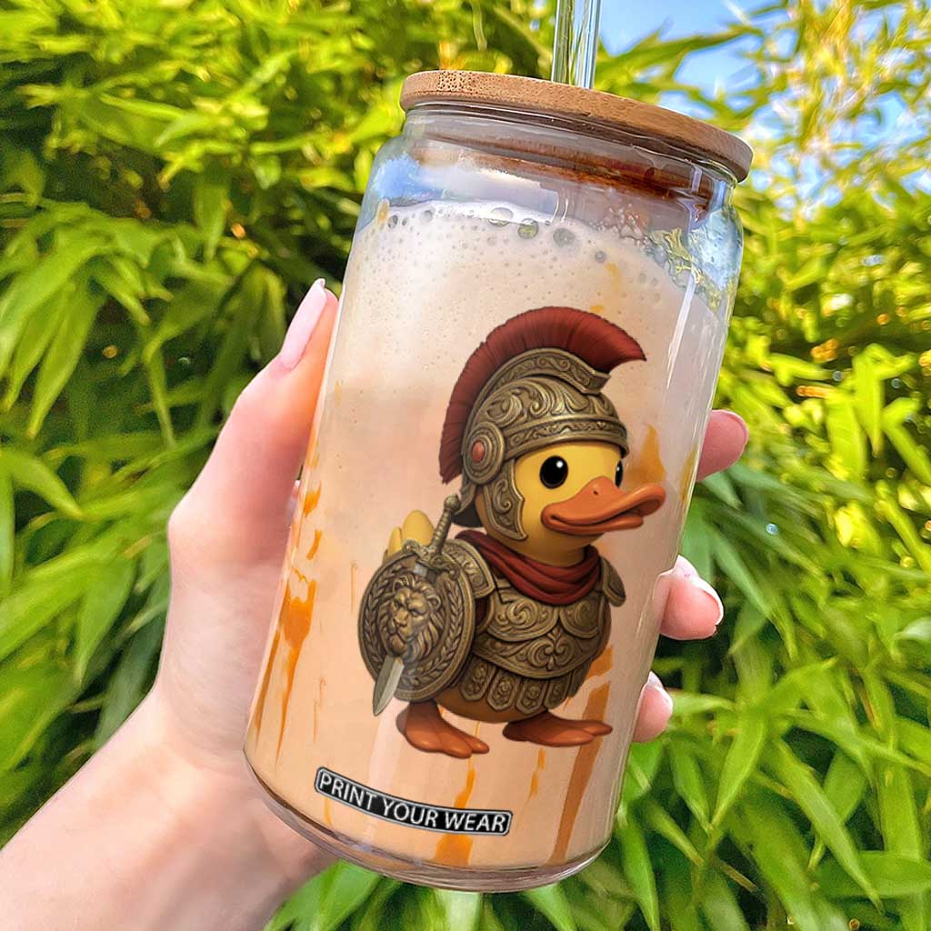 Funnny Sparta Rubber Duck Greeks Spartan Warrior Glass Can