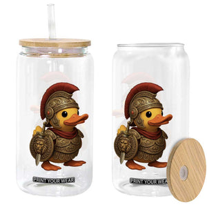 Funnny Sparta Rubber Duck Greeks Spartan Warrior Glass Can