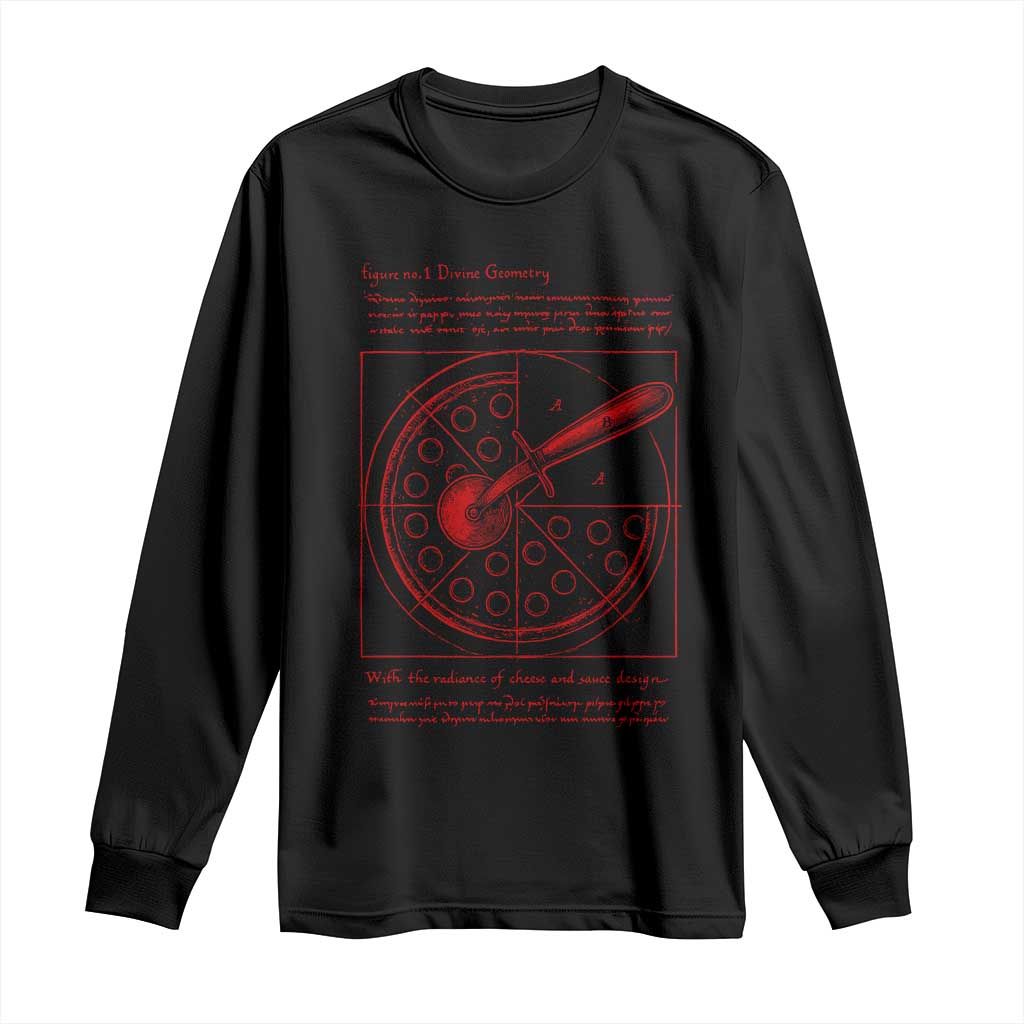 Funny The Vitruvian Pizza Long Sleeve Shirt Pizza Baker Leonardo Da Vinci Artwork