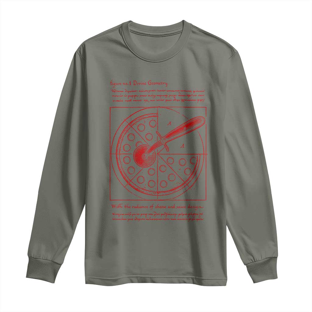 Funny The Vitruvian Pizza Long Sleeve Shirt Pizza Baker Leonardo Da Vinci Artwork