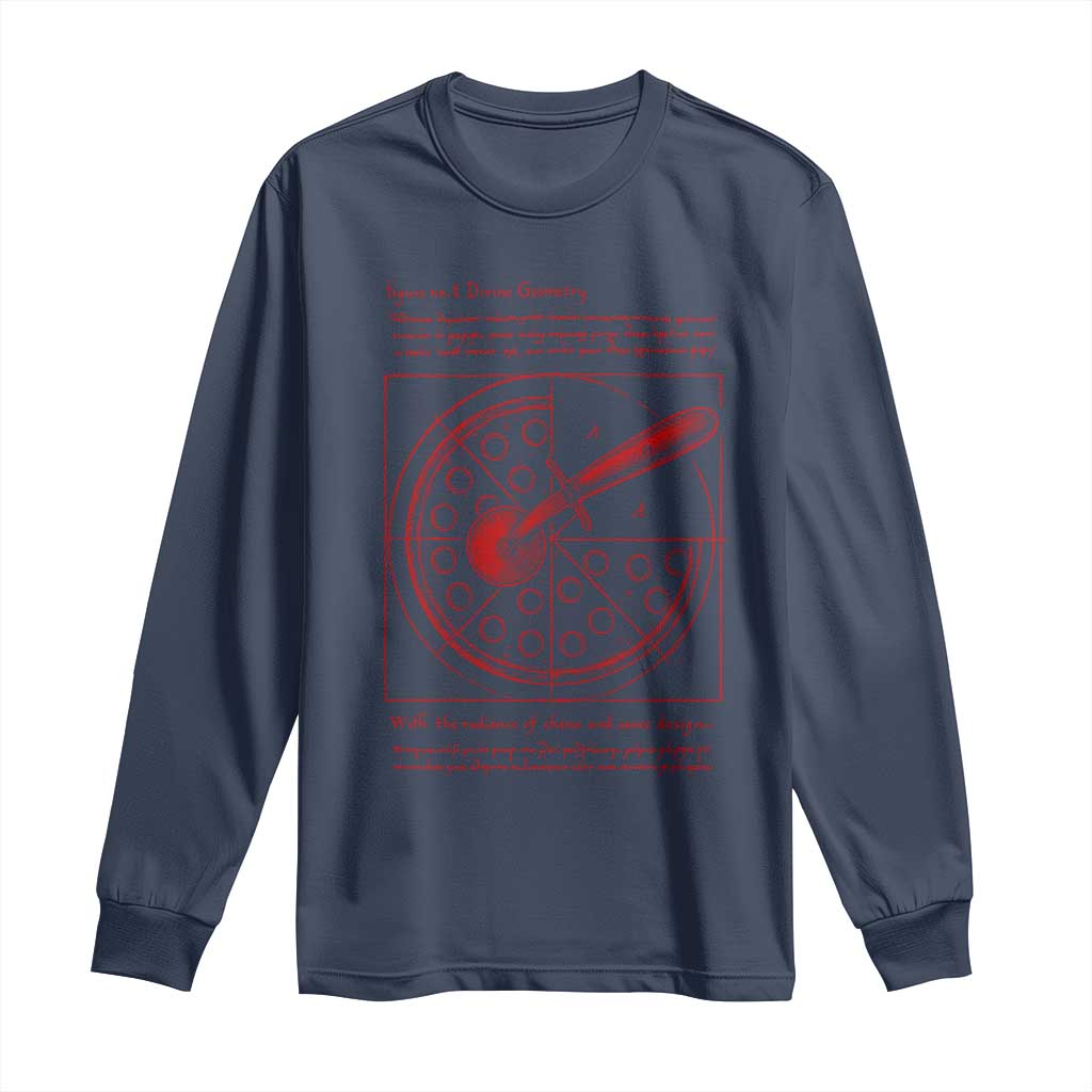 Funny The Vitruvian Pizza Long Sleeve Shirt Pizza Baker Leonardo Da Vinci Artwork