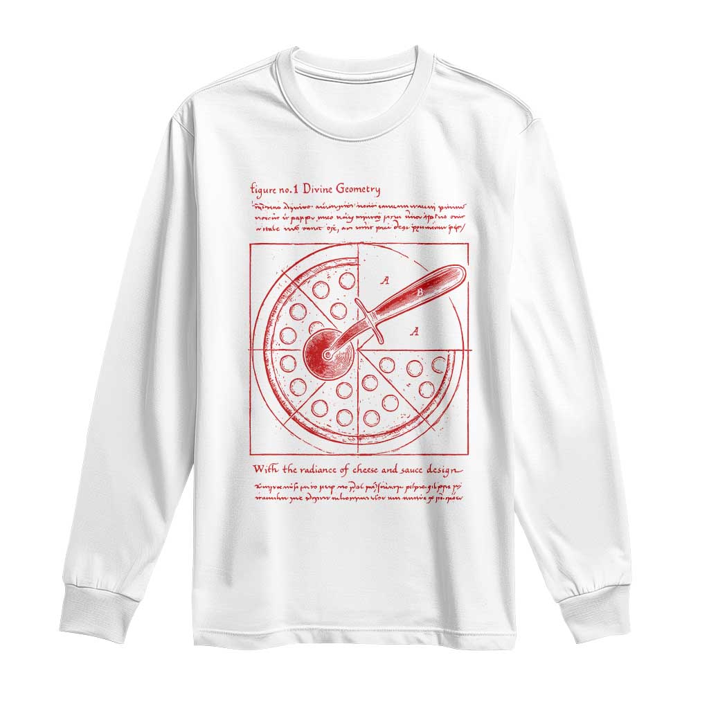Funny The Vitruvian Pizza Long Sleeve Shirt Pizza Baker Leonardo Da Vinci Artwork